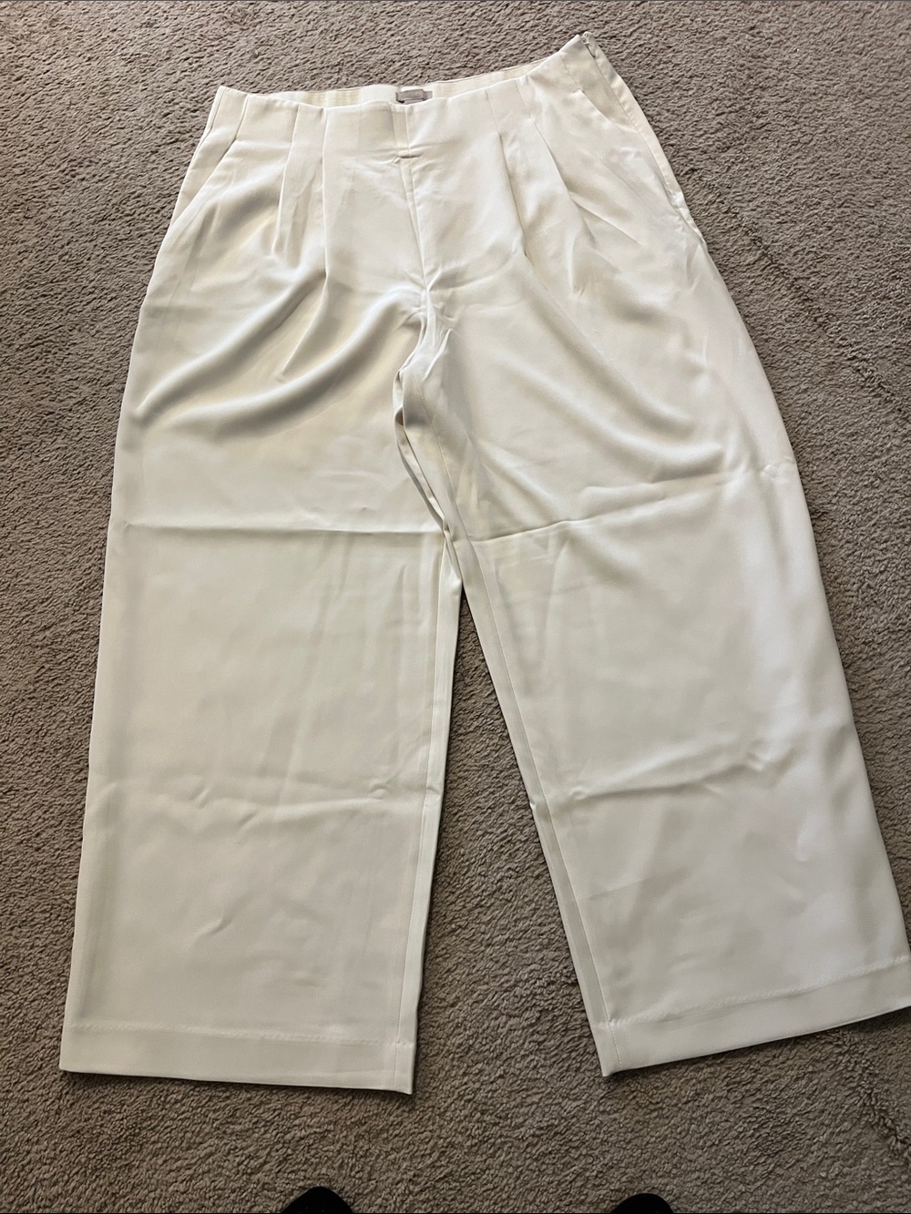 H&M Cream High-Rise Wide Leg Trousers